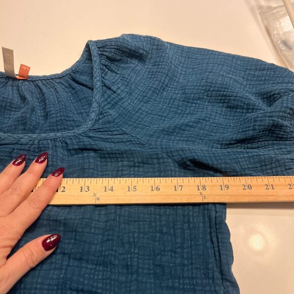 Anthropologie Pilcro Blue Puff Sleeve Blouse Size XS - Picture 4 of 6